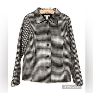 Pendleton Petite 90% Wool Houndstooth Check Jacket SZ S - as is missing lining